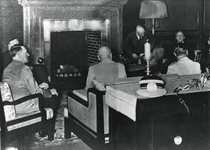 Chamberlain, Hitler, Mussolini y Daladier